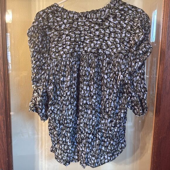 DEMOCRACY patterned button up short sleeve blouse sz XL - Picture 5 of 6
